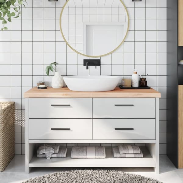 Bänkskiva för badrum 140x60x(2-6) cm obehandlat massivt trä