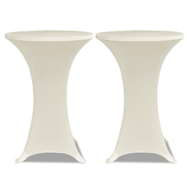 vidaXL Överdrag till ståbord 2 st Ø 60 cm stretch gräddvit