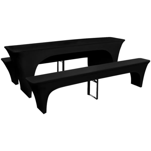 vidaXL 3 Suojakangasta Olutpöydälle ja Penkeille Musta 220 x 70 x 80 cm
