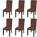 Miniatyrbilde 1 av 5: vidaXL Rett Elastisk Stoltrekk 6 stk Brun