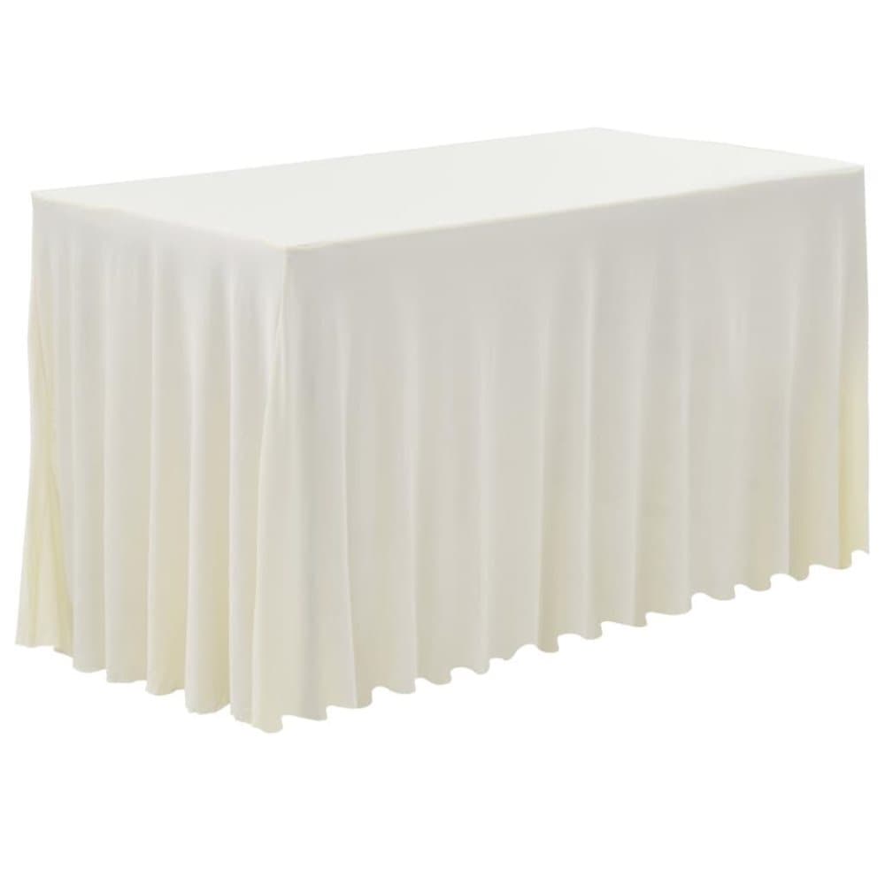 vidaXL strækbare bordduge skørt 2 stk. 183 x 76 x 74 cm cremefarvet