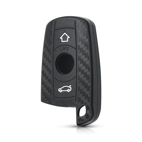 Carbon Fiber Silikon 3-knapps bilnyckelfodral för BMW