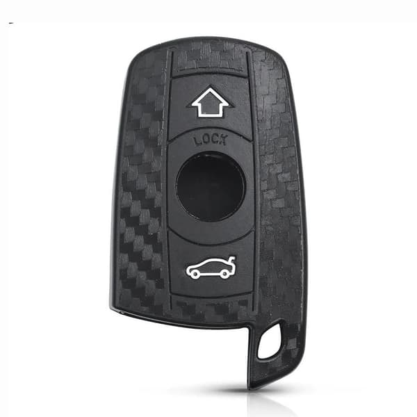 Carbon Fiber Silikon 3-knapps bilnyckelfodral för BMW