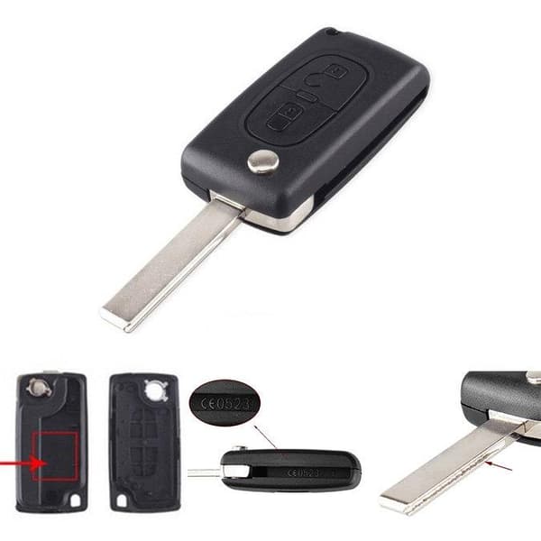Flip nøgle sag skal 2 knapper CE0523 Citroen HU83 klinge