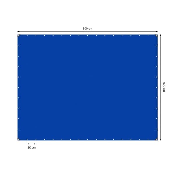 Silmukoilla varustettu pressu 5x8 m 650 g/m² 650 g/m², 10 kuminauhaa Sininen PVC