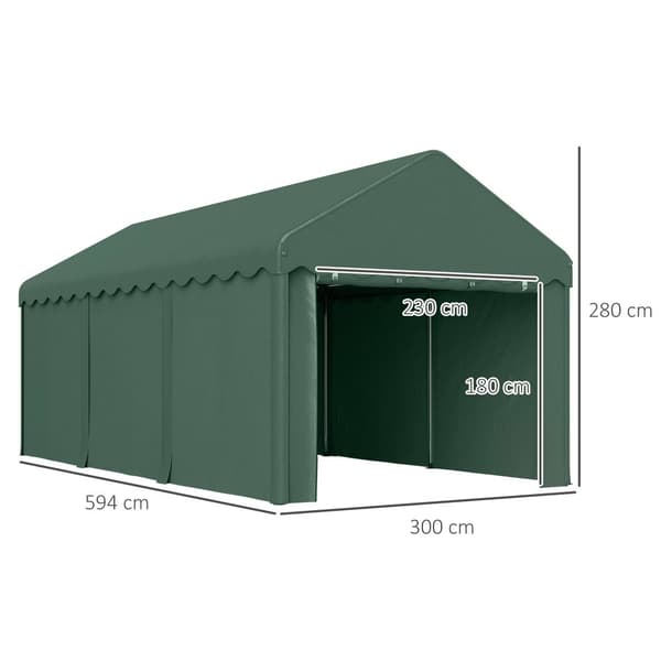 Carport, 594Lx300Bx280H cm, Grøn