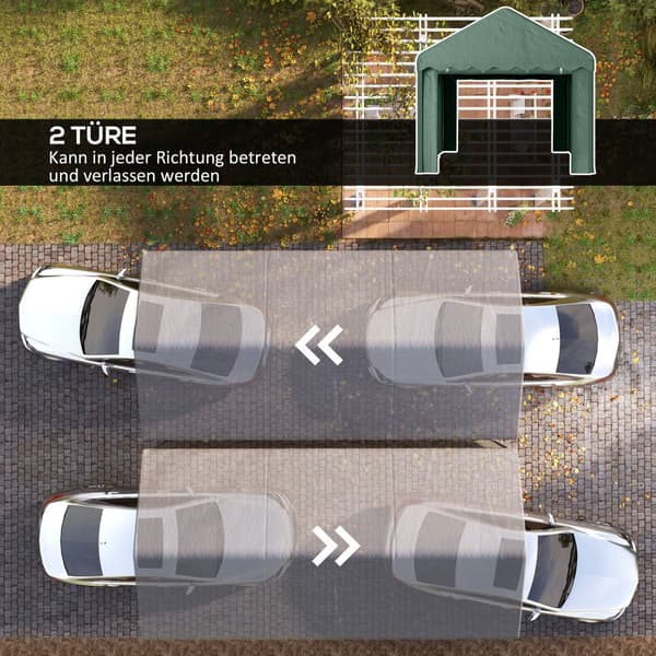 Carport, 594Lx300Bx280H cm, Grøn