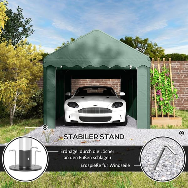 Carport, 594Lx300Bx280H cm, Grøn