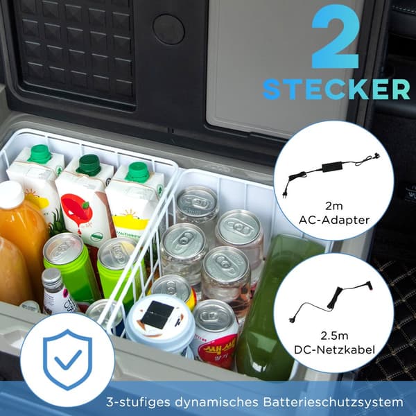 Bilkylandare, 40L med LED-belysning, 71.1×46×44 cm, Grå och Svart