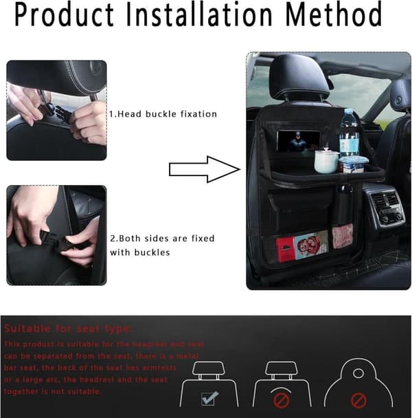 Lollanda Car Organizer, Auton istuimen järjestäjä Suuri selkänojan suoja Car Kids Monitoiminen vedenpitävä takaistuimen säilytystila