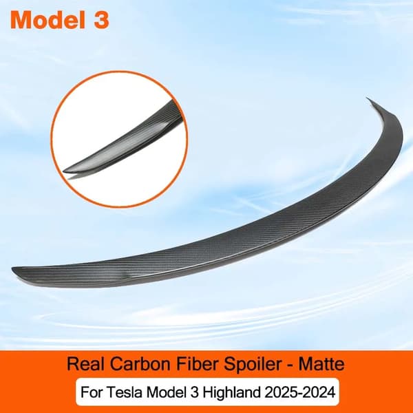 Carbonfiber Spoiler, Ægte Carbonfiber, Designet til Model 3 Highland 2025, Holdbart Materiale,3 Highland Mat