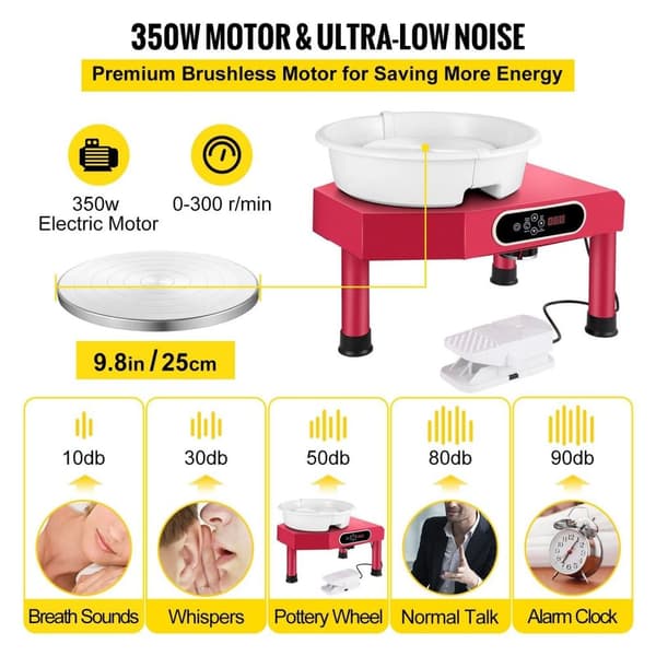 0-300rpm 25CM keramikmaskin med verktyg, LCD-skärm, med läckageskydd, lågt brus