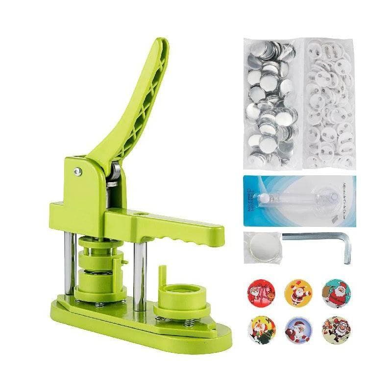 58mm hög precision manuell märkesknapptillverkningsmaskin med 1000 knappar, arbetsbesparande handtag, lättanvänd, bred applikation