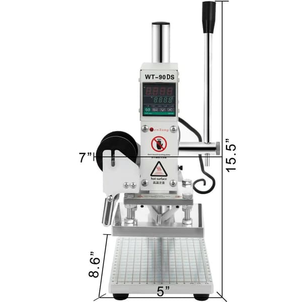 150W 0-280°C justerbar varmfoliepressningsmaskin med 5x7cm värmeplatta, säker och pålitlig, exakt positionering, lätt att använda