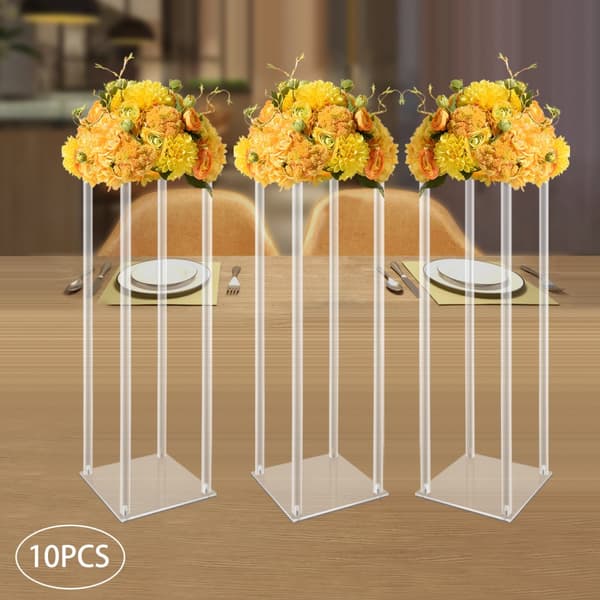 Acryl Blomsterdisplay Stativ, 10 Stk Sæt, Robust og Letvægts, Moderne Geometrisk Design