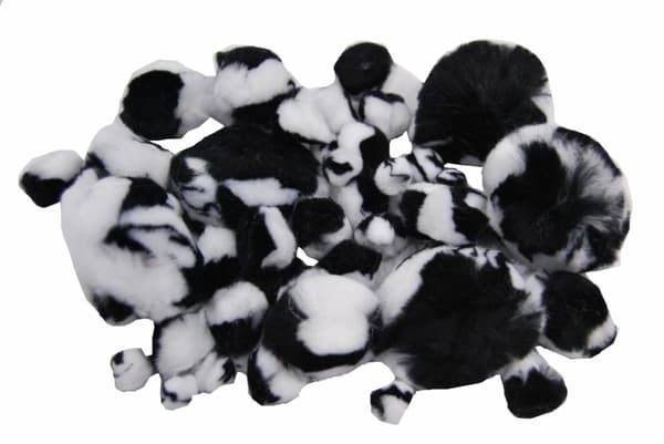 Akryylipomponit Animal mustavalkoiset, seepra 45 kpl