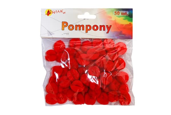 Pompoms värillinen punainen 50 kpl Shan SP13