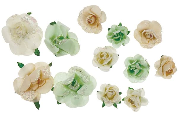 Papirdekorationer Blomster 12stk blanding Titanum