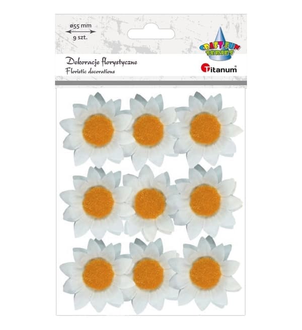Material dekorationer Daisies 3D 9st Titan