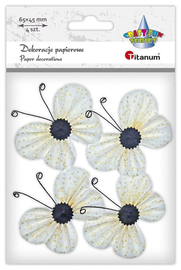 Papirdekorationer 3D Sommerfugle hvid 4stk Titanum