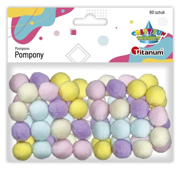Pomponer pastel mix 16mm 60stk Titanum