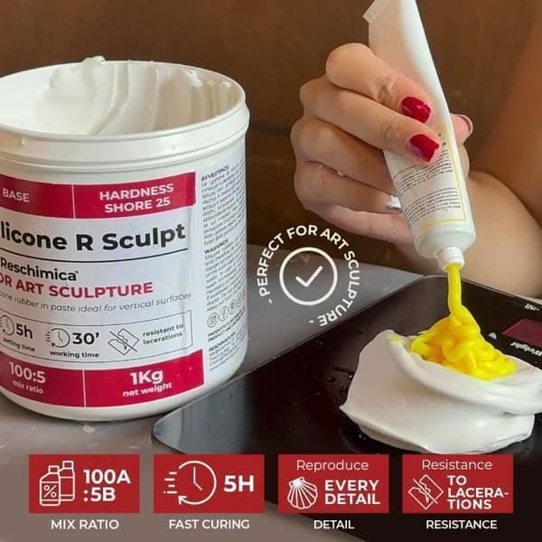 R SCULPT Silikongummi för skulptörer, kompatibel med hartser, betong och andra material (1 kg)