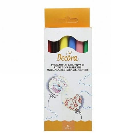 Set med 6 ätbara markörer DECORA