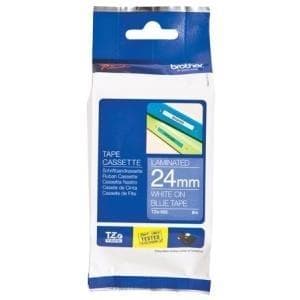 Brother TZ555 - Laminerad tejp - Vit på blått - Rulla (2,4 cm x 8 m) (TZ-555)