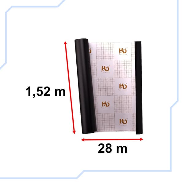 Folierulle, mat, glat, sort, 1,52x28 m