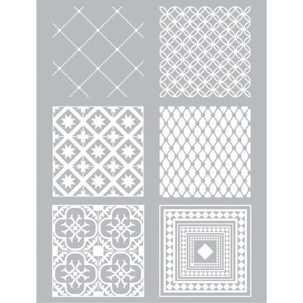 Pochoir silkscreen för polymerlera Cementplattor
