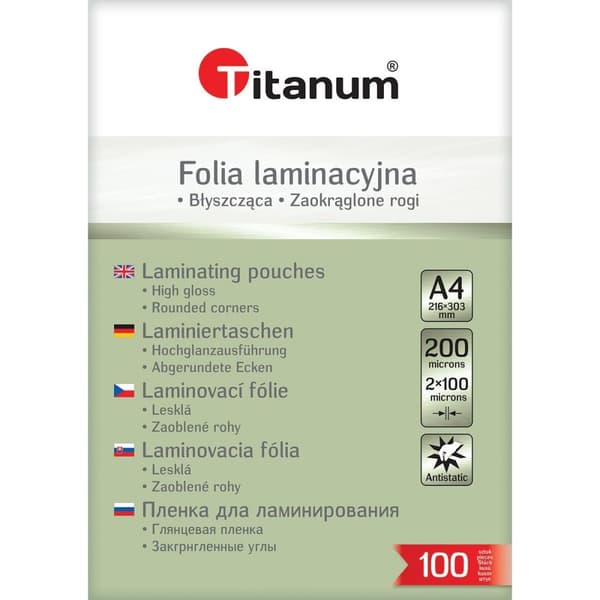 Lamineringsfilm A4 100 st 100 mic Titanum