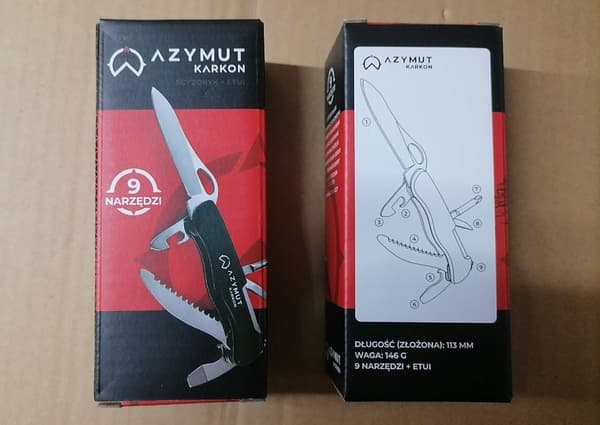 AZIMUTH Karkon -taskuveitsi, 9 työkalua + kotelo