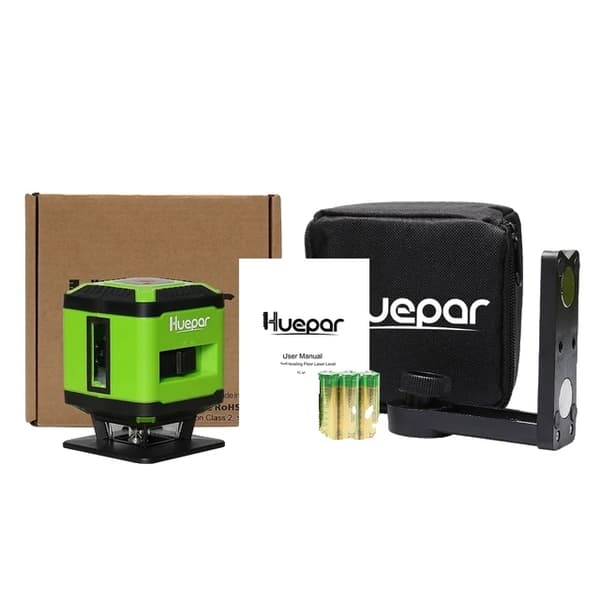 Gulv Laser Niveau, Grøn Stråleteknologi, 360° Nivellering, Li-ion AA batteries