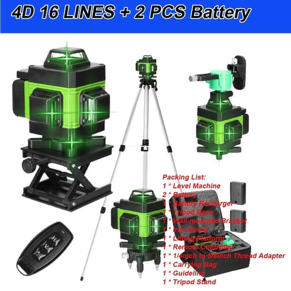 Laser nivå, 4D-teknik, fjärrkontrollsfunktioner, SET3 -EU PLUG
