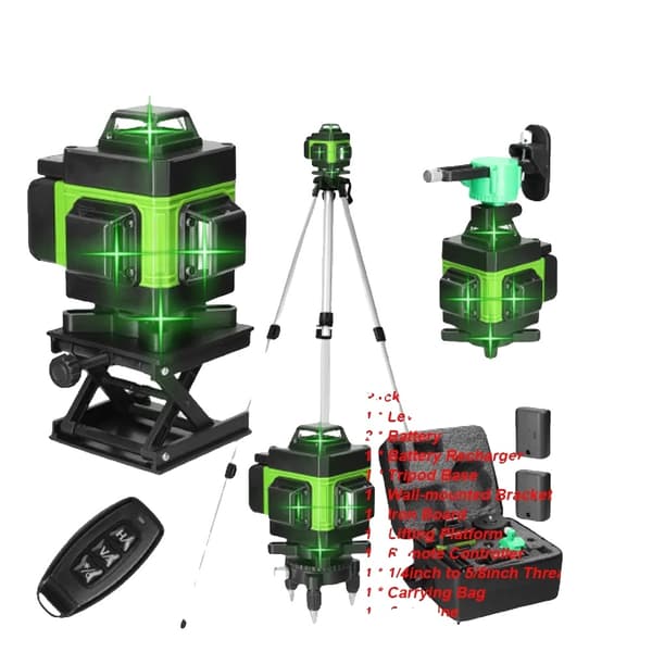 Laser Niveau, 4D Teknologi, Fjernbetjening Funktioner, SET3 -EU STIK SET8 -Green EU PLUG