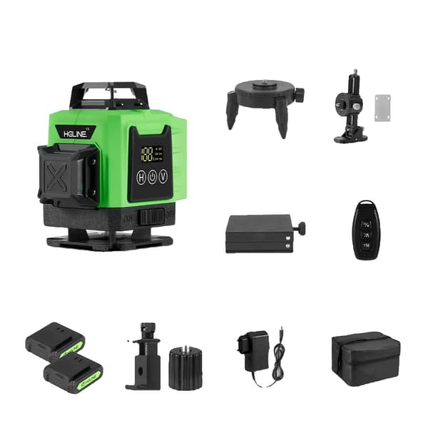 Laser Niveau, 360° Horisontal Vertikal Justering, 16-Linje Måling,16 Linjer 2x Batteri