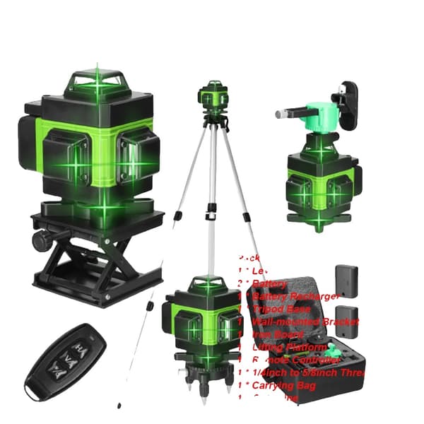 Laser Niveau, 4D Teknologi, Fjernbetjening Funktioner, SET8 - Grøn EU STIK
