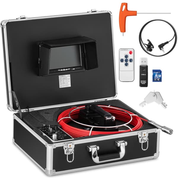 Endoskop diagnostisk inspektionskamera i etui 12 LED TFT 7'' SD 20 m