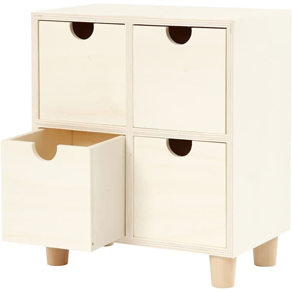Minibyrå av Trä - Höjd 23 cm - 4 fack