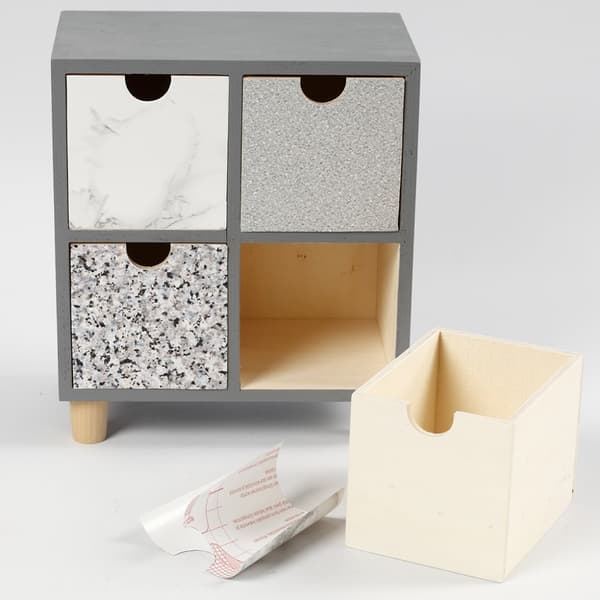 Minibyrå av Trä - Höjd 23 cm - 4 fack