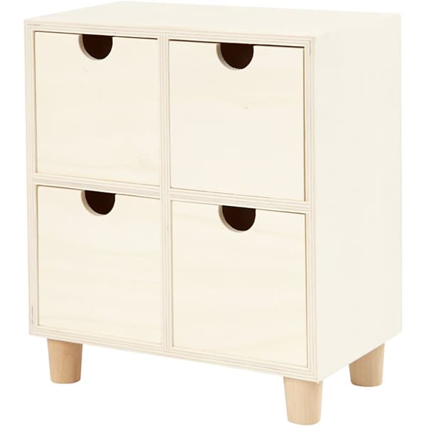 Minibyrå av Trä - Höjd 23 cm - 4 fack
