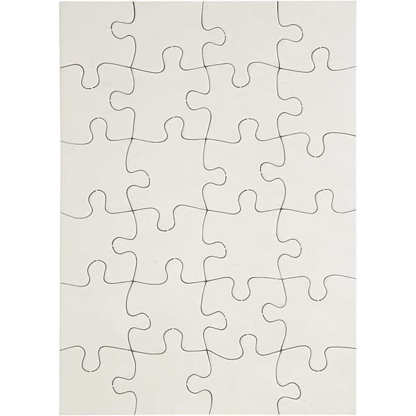 Puslespil, str. 15x21 cm, hvid, 16 stk./ 1 pk., 24 brikker
