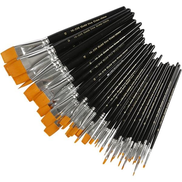 Nylon Pensler, nr. 0+2+4+8+12+16+20, L: 17-21 cm, B: 2-22 mm, flad, 30 stk./ 1 pk.