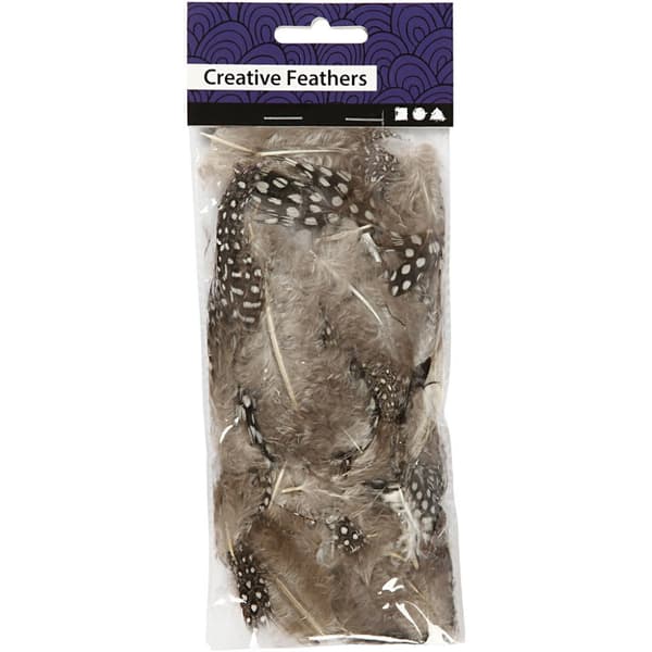 Pärlhönsfjädrar 3 g Natur 100-pack