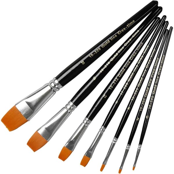 Nylon Pensler, 0+2+4+8+12+16+20, L: 16,5-21 cm, B: 1-7 mm, flad, 7 stk./ 1 pk.