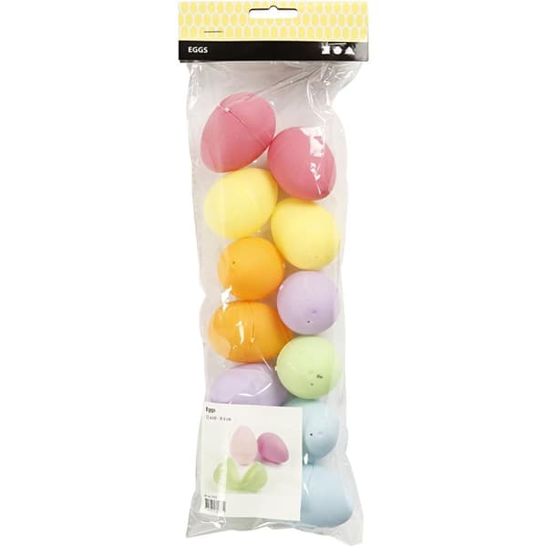 Æg, H: 6 cm, diam. 4 cm, pastelfarver, 12 stk./ 1 pk.
