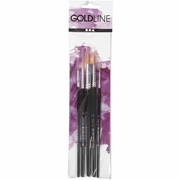 Nylon Pensler, nr. 1+4+8+12+18, L: 17-19 cm, B: 1-7 mm, rund, 5 stk./ 1 pk.
