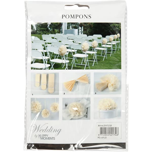 Pompoms Råvita 20+24+30 cm 3-pack