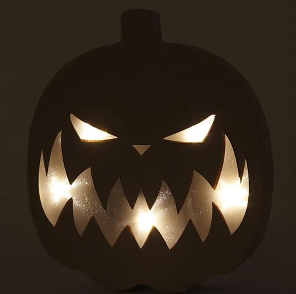 Pumpa Halloween med batteridrivet ljus 25 cm 1-pack Brun