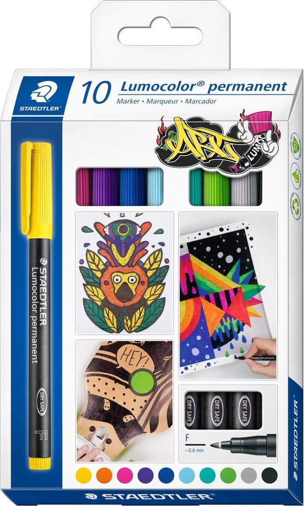 STAEDTLER Lumocolor permanent penna F 318 - pennfodral med 10 färger